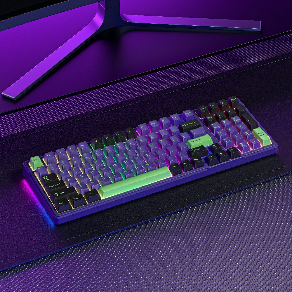 K99Pro 4000mAh pad structure RGB hot swappable 2.4GHz wireless purple semi transparent keycap gaming computer office mechanical keyboard