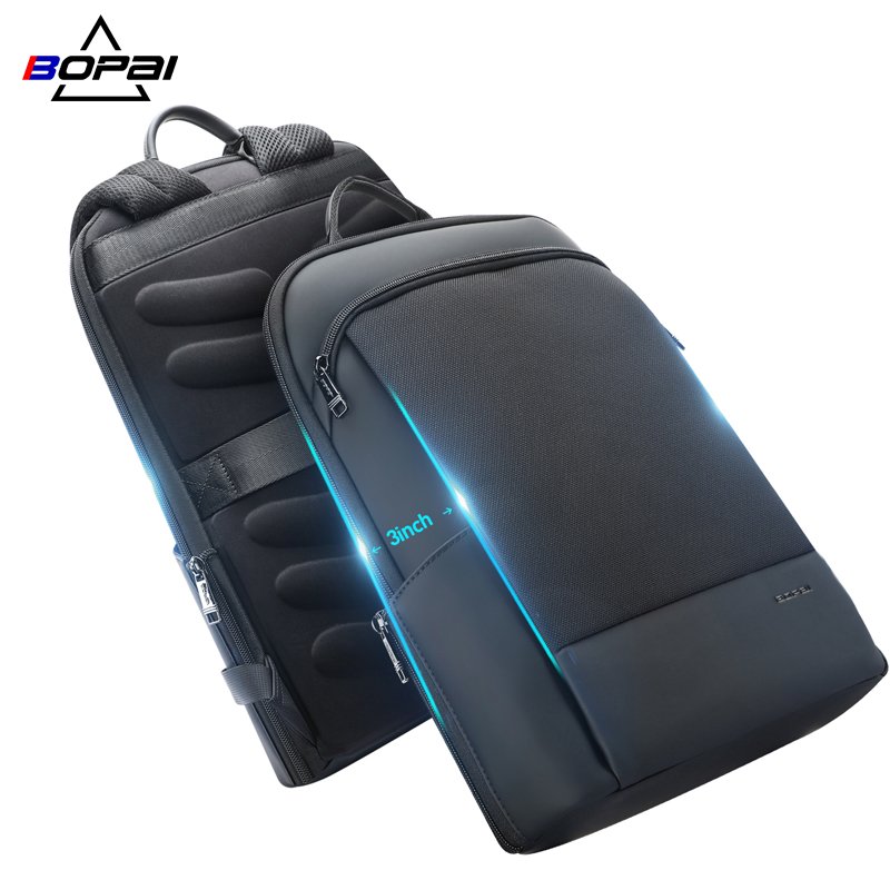 Bopai unisex business lightweight intelligent USB charging backpack 15 commuting college bag customized anti-theft men's slim fit laptop backpack