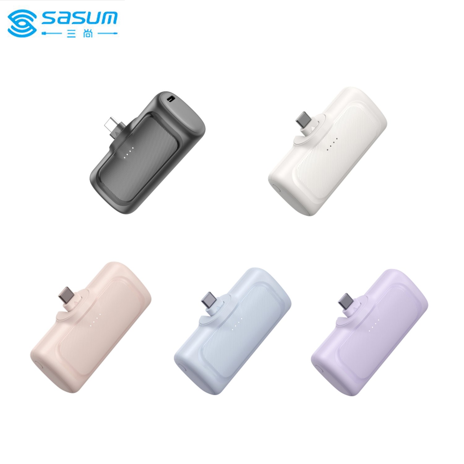 Sasum 2025 Capsule 5000mAh 21700 Battery Portable Charger with C-Type Charging Connector Mini Cute Power Supply