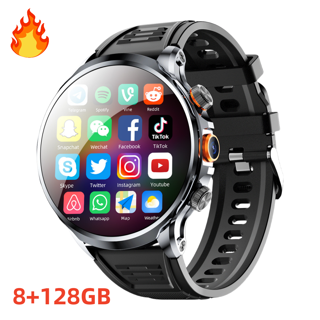 H18 smartwatch 4G SIM card HD camera Global positioning system Sports Tiktok Youtube 1100mAh battery Relojes Android smart men's watch