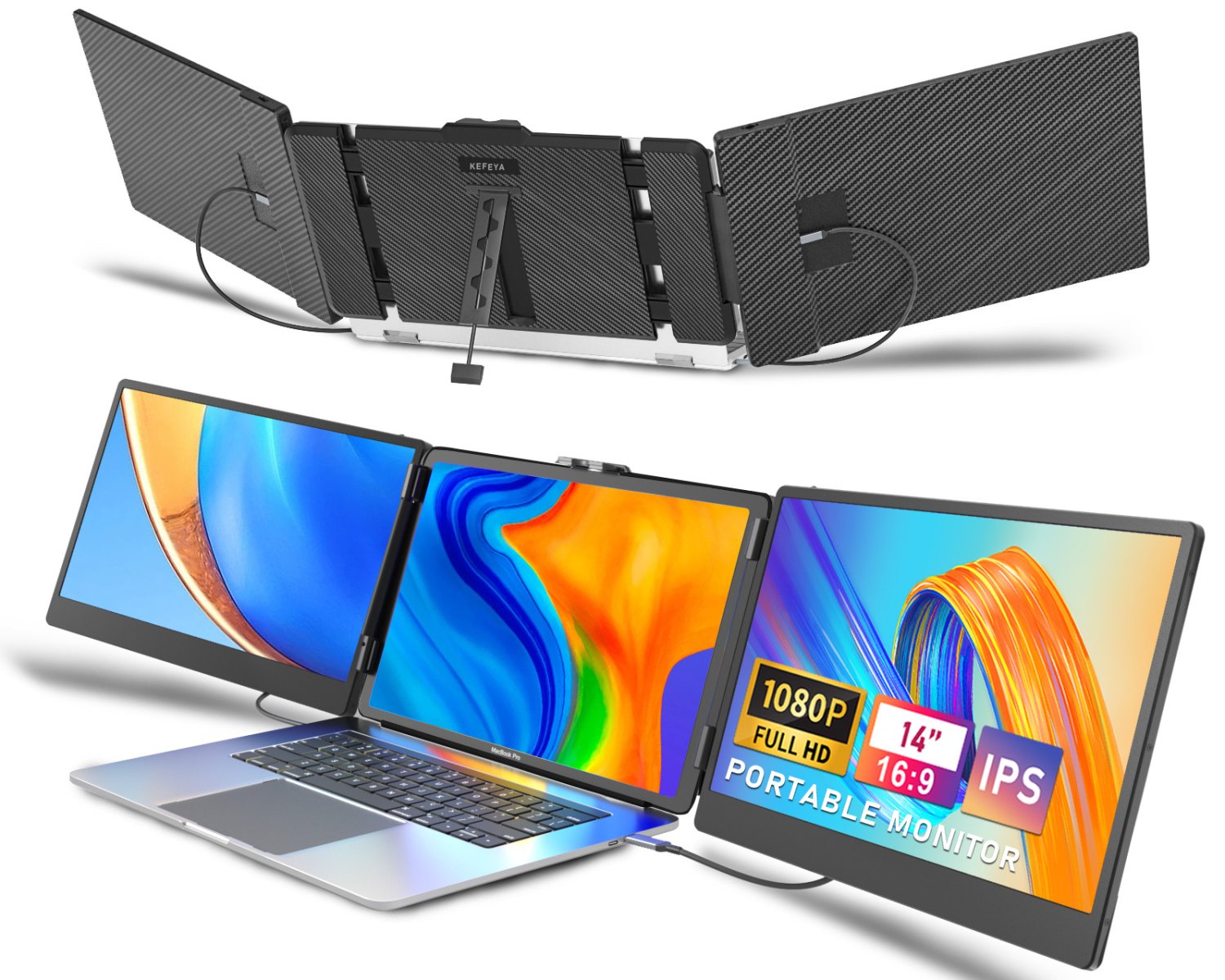 OEM S2 Triple Portable Laptop Screen Extender Monitor 14-inch FHD 1080P IPS Dual Screen Portable Laptop Screen Extender