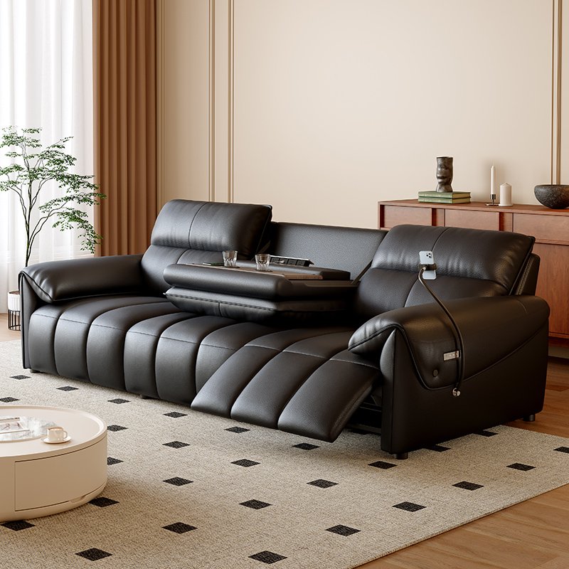 Wholesale intelligent functional leather sofas with reclining and massage functions, solid wood frame living room furniture