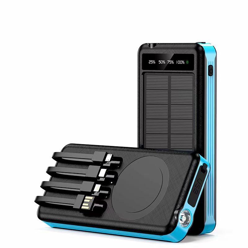 Solar panel wireless power pack with 10000mAh energy, customized portable with LED display, flashlight, smartphone, smartphone, and tablet